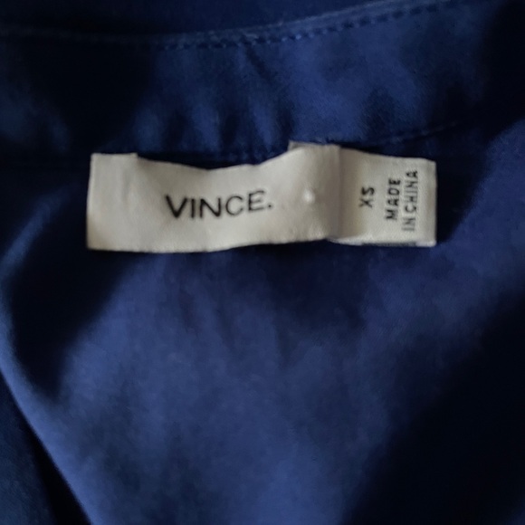 Vince 100% Silk Royal Blue Short Sleeve Shirt dress Size XS - Picture 6 of 8